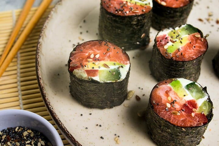 Keto Salmon Sushi Rolls